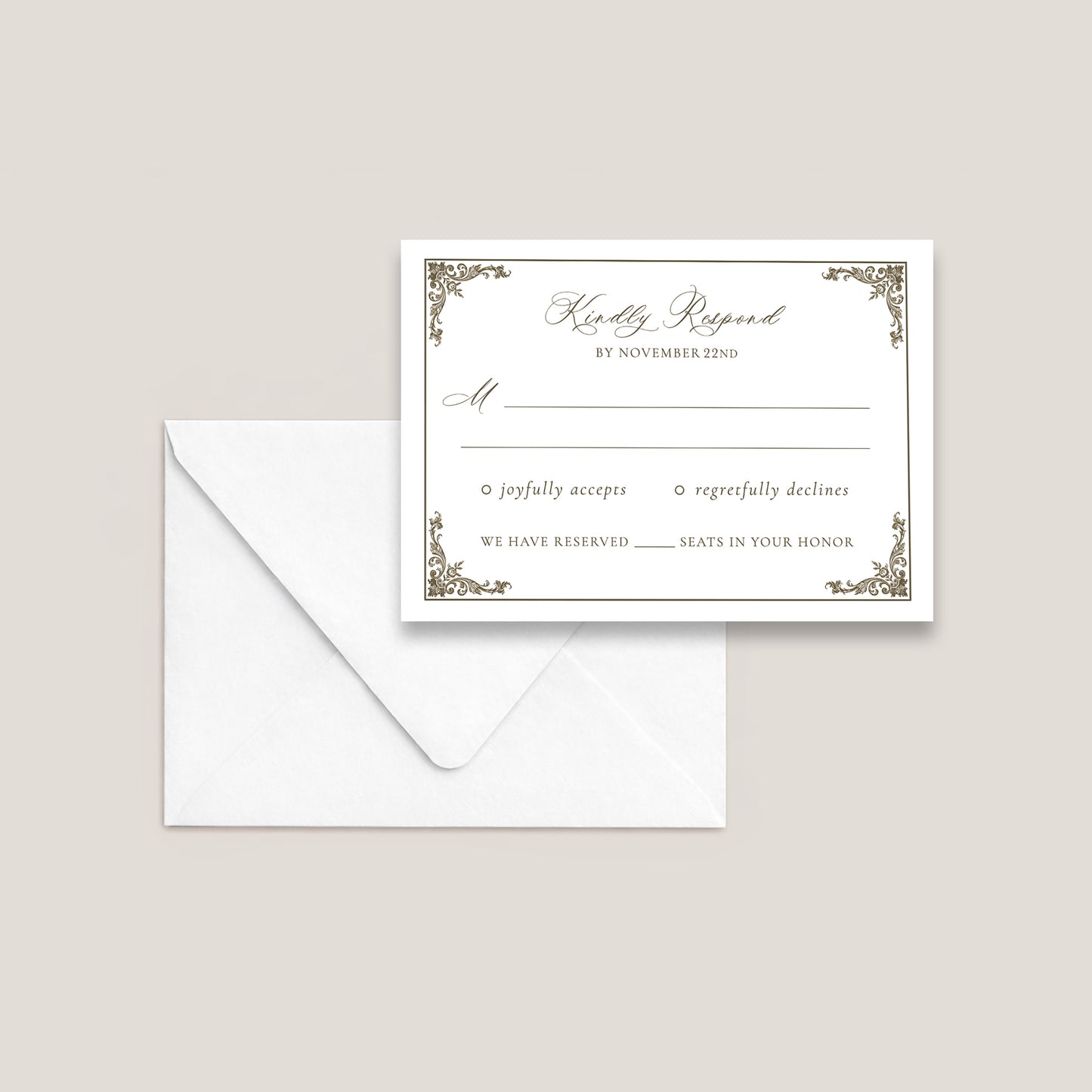 ST. LOUIS CATHEDRAL NEW ORLEANS WEDDING RSVP CARD WITH ENVELOPES