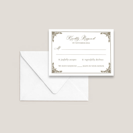 ST. LOUIS CATHEDRAL NEW ORLEANS WEDDING RSVP CARD WITH ENVELOPES