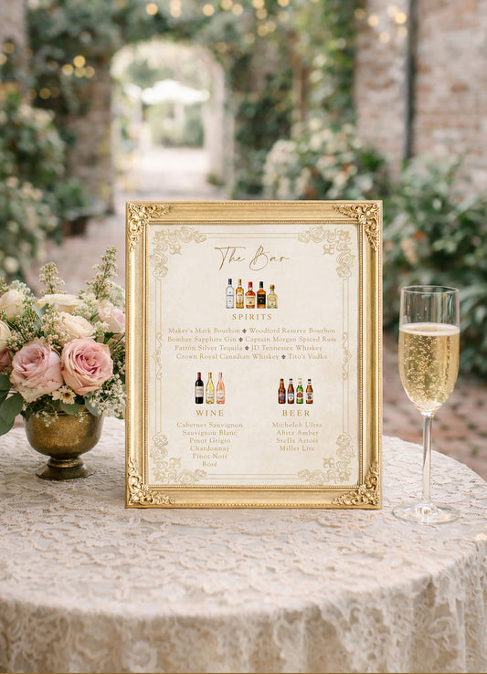 WEDDING BAR MENU SIGN