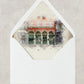 New Orleans wedding envelope liner with a watercolor image of The Pharmacy Museum.