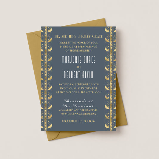 THE TERMINAL NEW ORLEANS WEDDING INVITATION WITH ENVELOPES