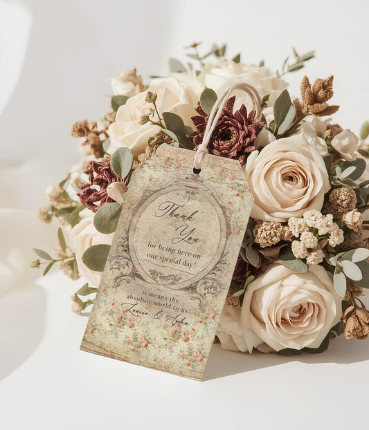 NEW ORLEANS VICTORIAN ROSE THANK YOU GIFT TAG