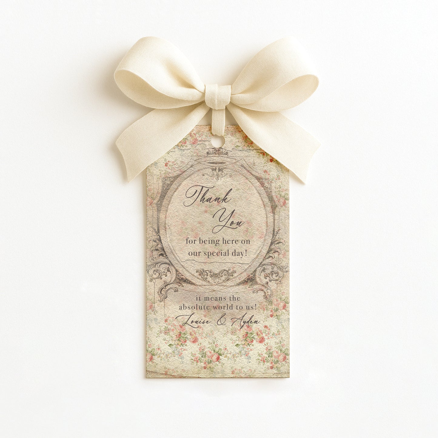 NEW ORLEANS VICTORIAN ROSE THANK YOU GIFT TAG